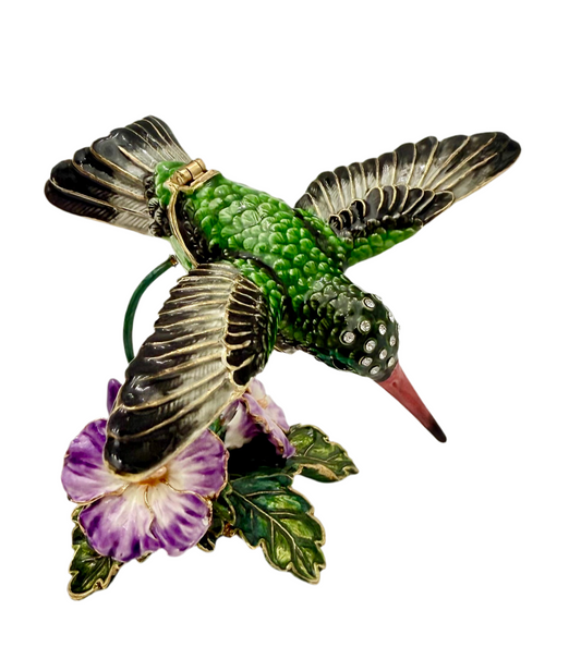 NOBILITY BEJEWELED HUMMINGBIRD TRINKET/JEWELRY BOX