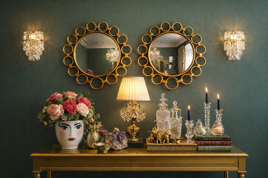 Pair of Victoria Hagan “Perfect Pieces” Round Wall Mirrors – Linked Ring Frames – Modern Classic Design