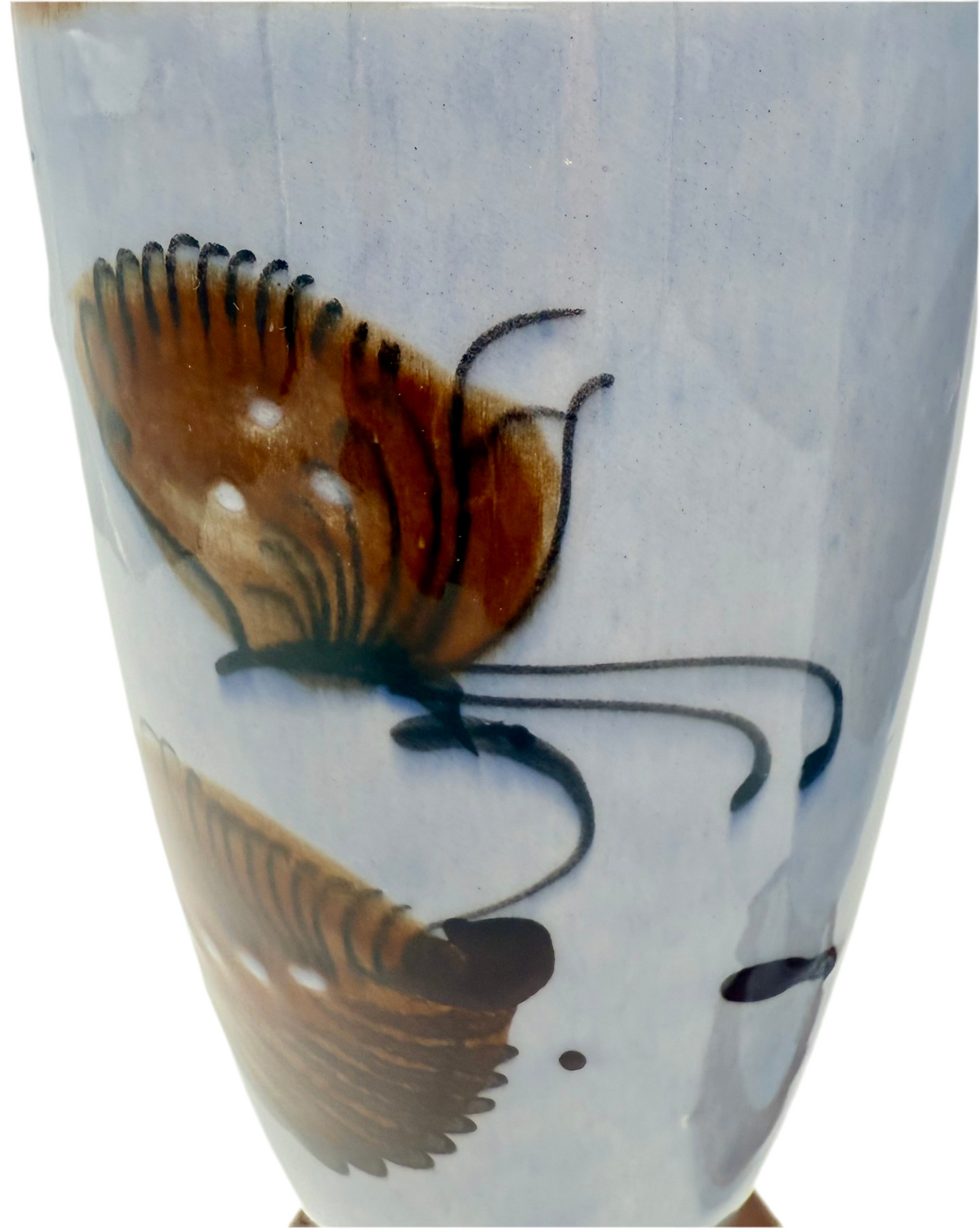 MIDCENTURY TONALA MEXICO SIGNED BIRDS AND BUTTERFLY 16" TALL BOHO VASES
