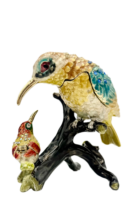 CIEL COLLECTABLES 2 BIRD TRINKET BOX WITH SWARVOSKI CRYSTAL