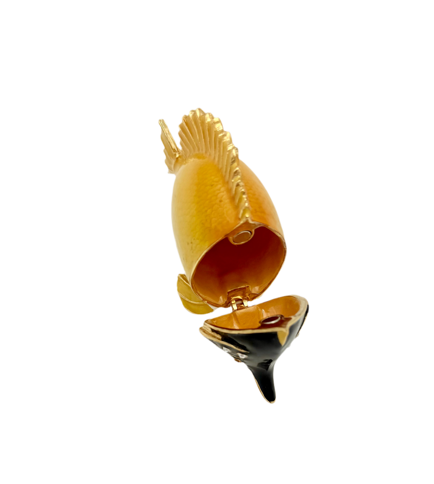 JEWELED ENAMELED BUTTERFLYFISH TRINKET BOX WITH CRYSTALS AND GOLD DETAILING