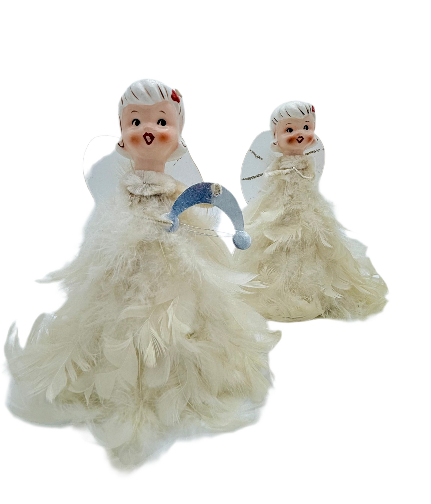 HOLT-HOWARD Feather Angels – Set of 3 – HH Japan 1950s Choir Angels – Mid-Century Christmas Figurines – Vintage MCM Holiday Decor