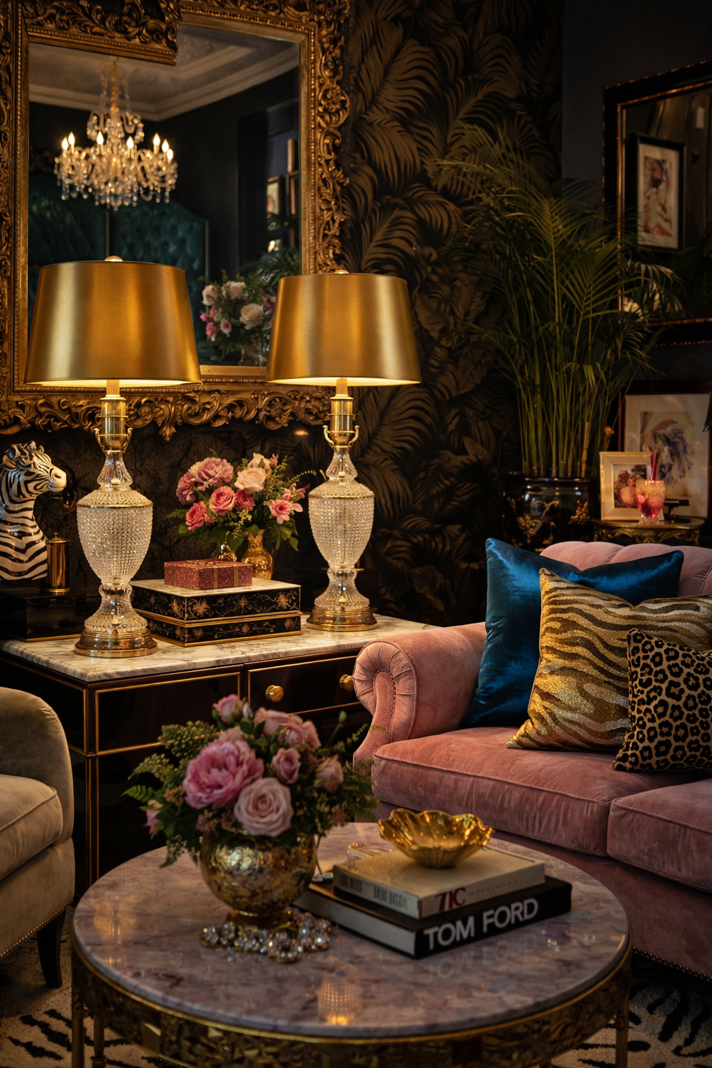 VINTAGE CUT GLASS & BRASS TABLE LAMPS – PAIR