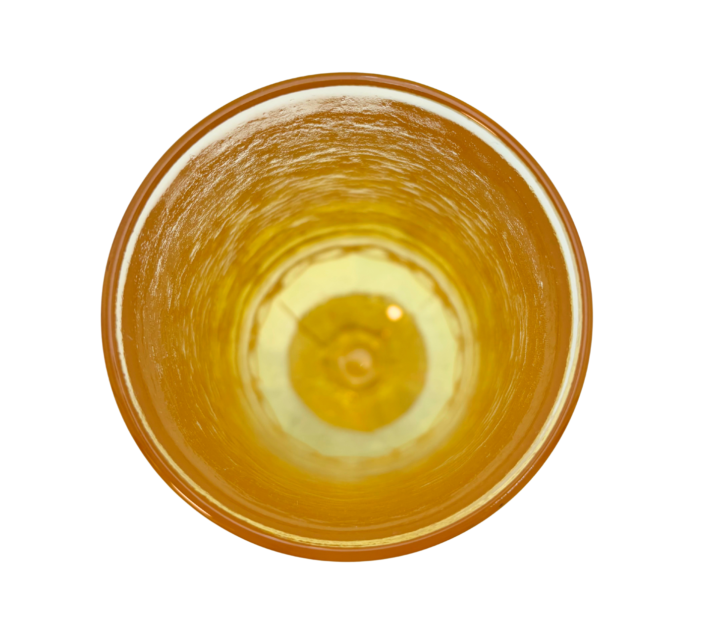 MID CENTURY YELLOW PEDESTAL GOBLETS SET OF 4 TEXTURED 1970S GLASSWARE