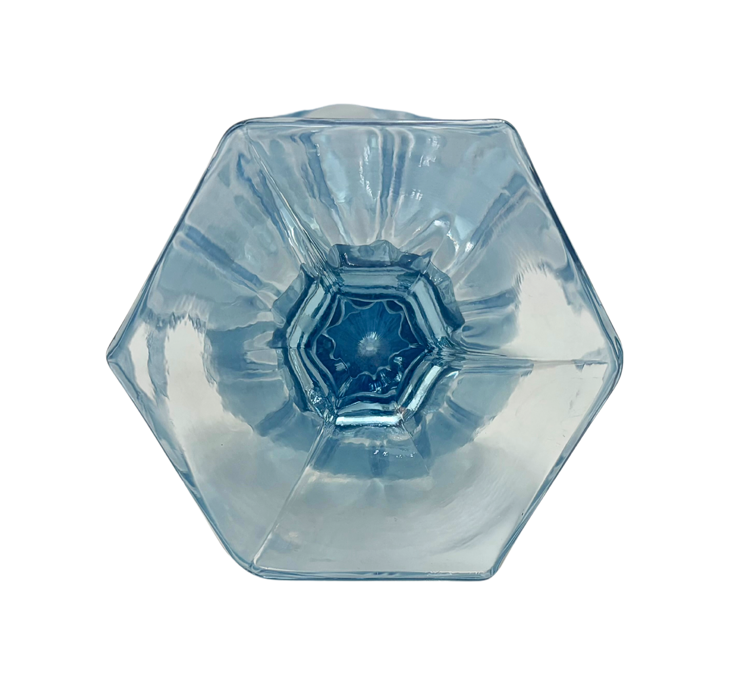 BLUE PRESSED GLASS GOBLETS SET OF 8 CIRCA 1970S RIVIERA STYLE PEDESTAL STEMWARE