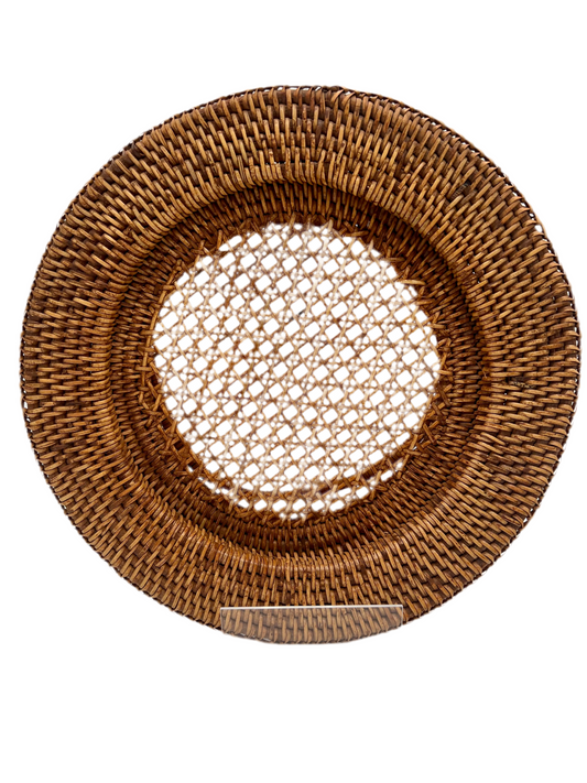 SET OF 10 BOHO RATTAN WICKER VINTAGE CHARGERS
