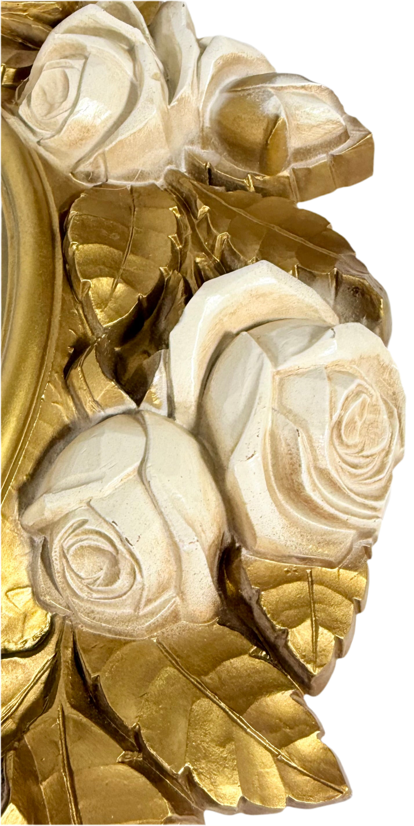 Vintage Hollywood Regency Oval Mirror with Gilded Roses