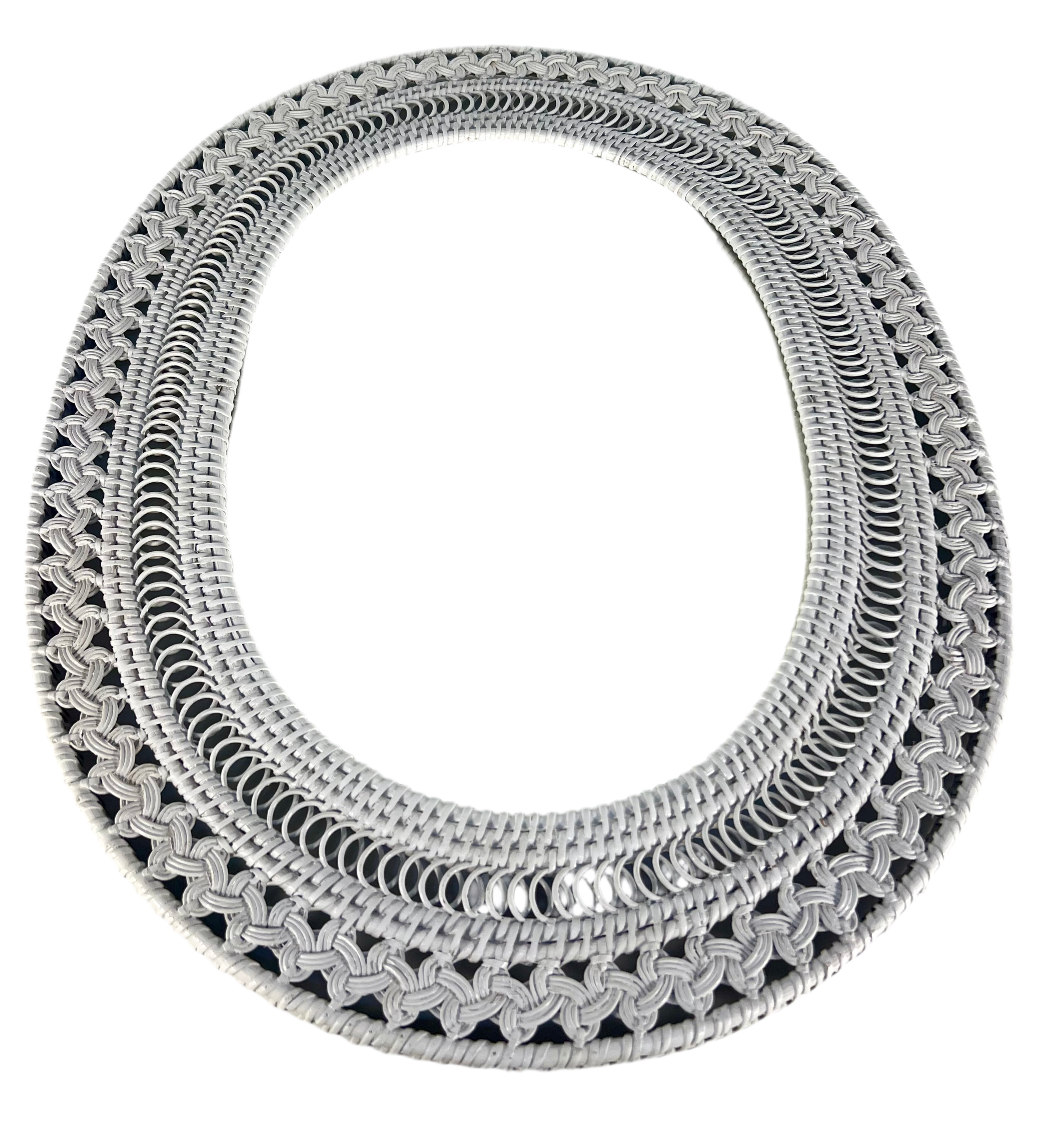 VINTAGE WHITE WICKER VANITY TRAY — ATTRIBUTED TO HENRY LINK