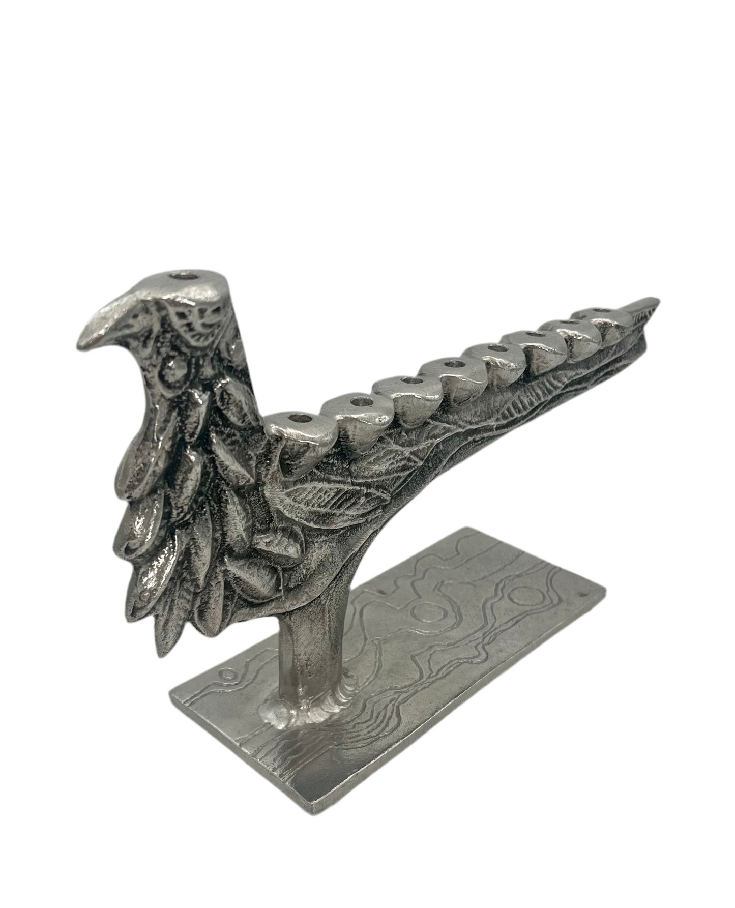 VINTAGE DRUMM CAST METAL BIRD MENORAH – MID-CENTURY MODERN JUDAICA SCULPTURE