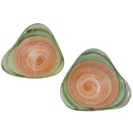 1950s VINTAGE JOHN B. TAYLOR GREEN AND BLUSH SERVING BOWLS, PAIR