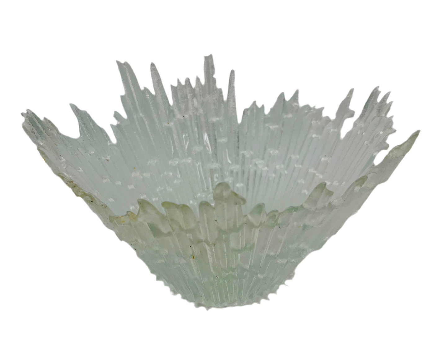 RHUMPPILA FINLAND “NORTHERN LIGHTS” REVONTULET ICE GLASS BOWL – LARGE MID-CENTURY MODERN CENTERPIECE