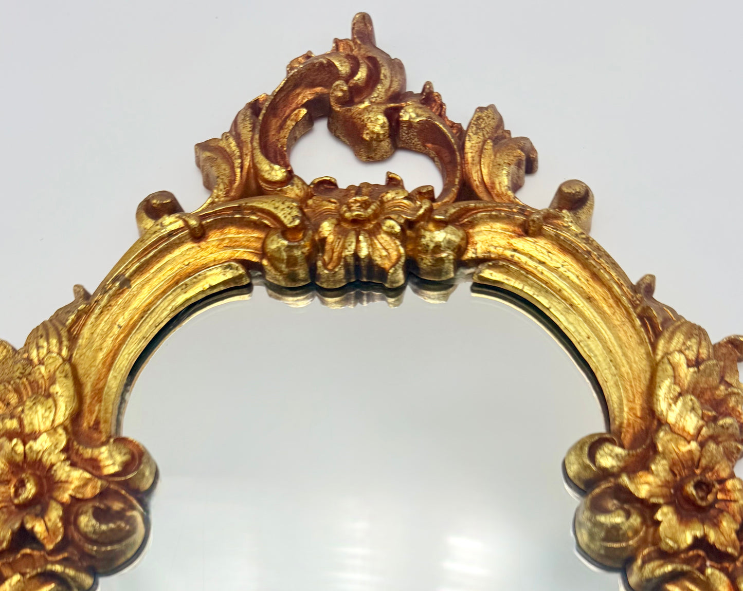 VINTAGE SYROCO BRIGHT GOLD WALL MIRROR WITH SHELF – MODEL 2327