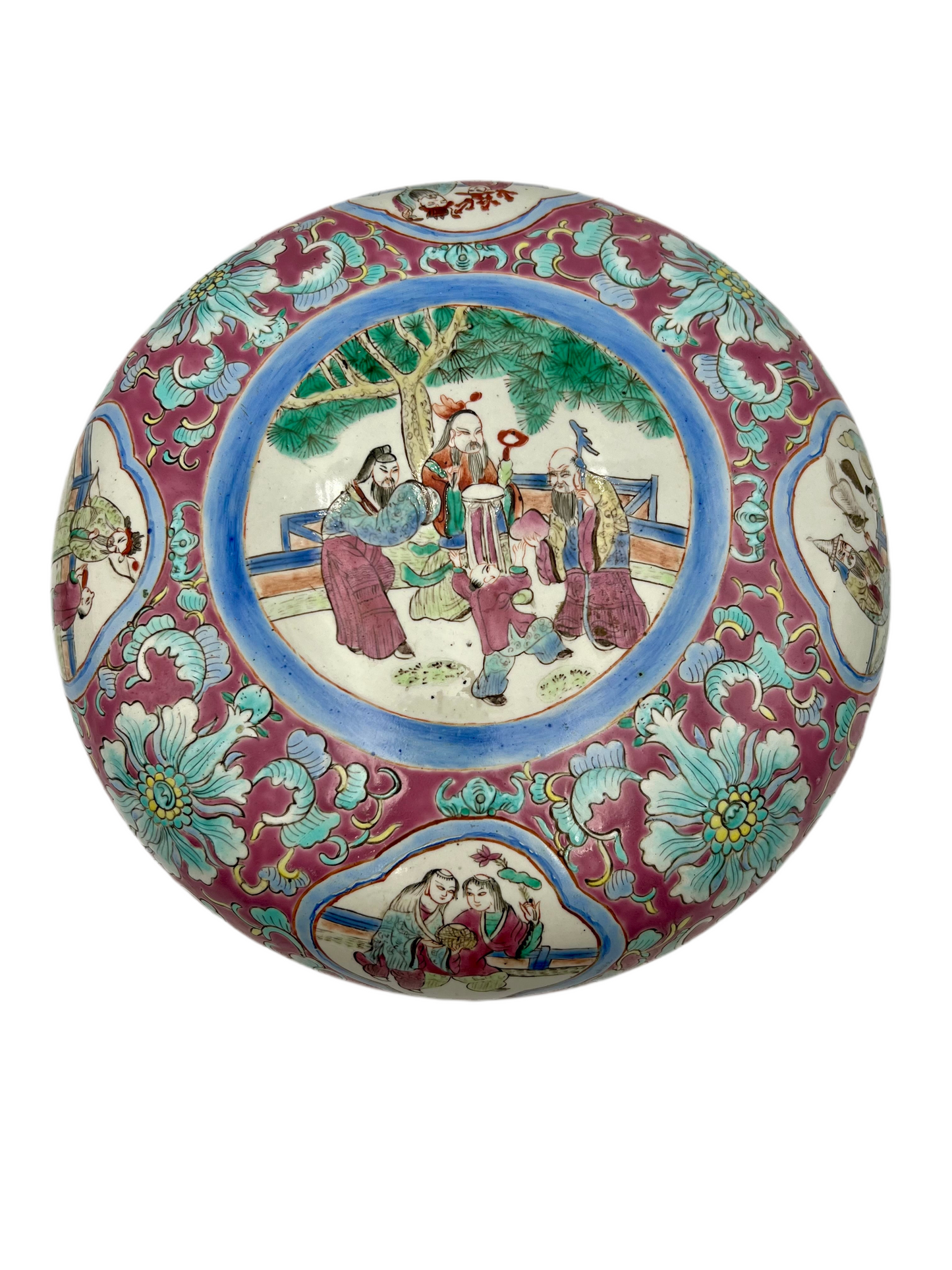 ANTIQUE LARGE CHINESE PORCELAIN  CIRCULAR BOX AND COVER