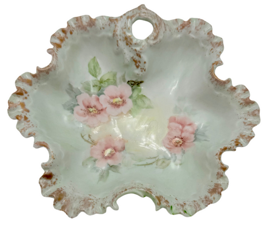 ANTIQUE ROSENTHAL MONBIJOU GERMANY LATTICE LEAF NUT/CANDY DISH, CIRCA 1899