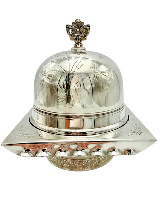 Antique W. M. Rogers Silver Plated Caviar or Butter Serving Dish with Ice Compartment, 1886