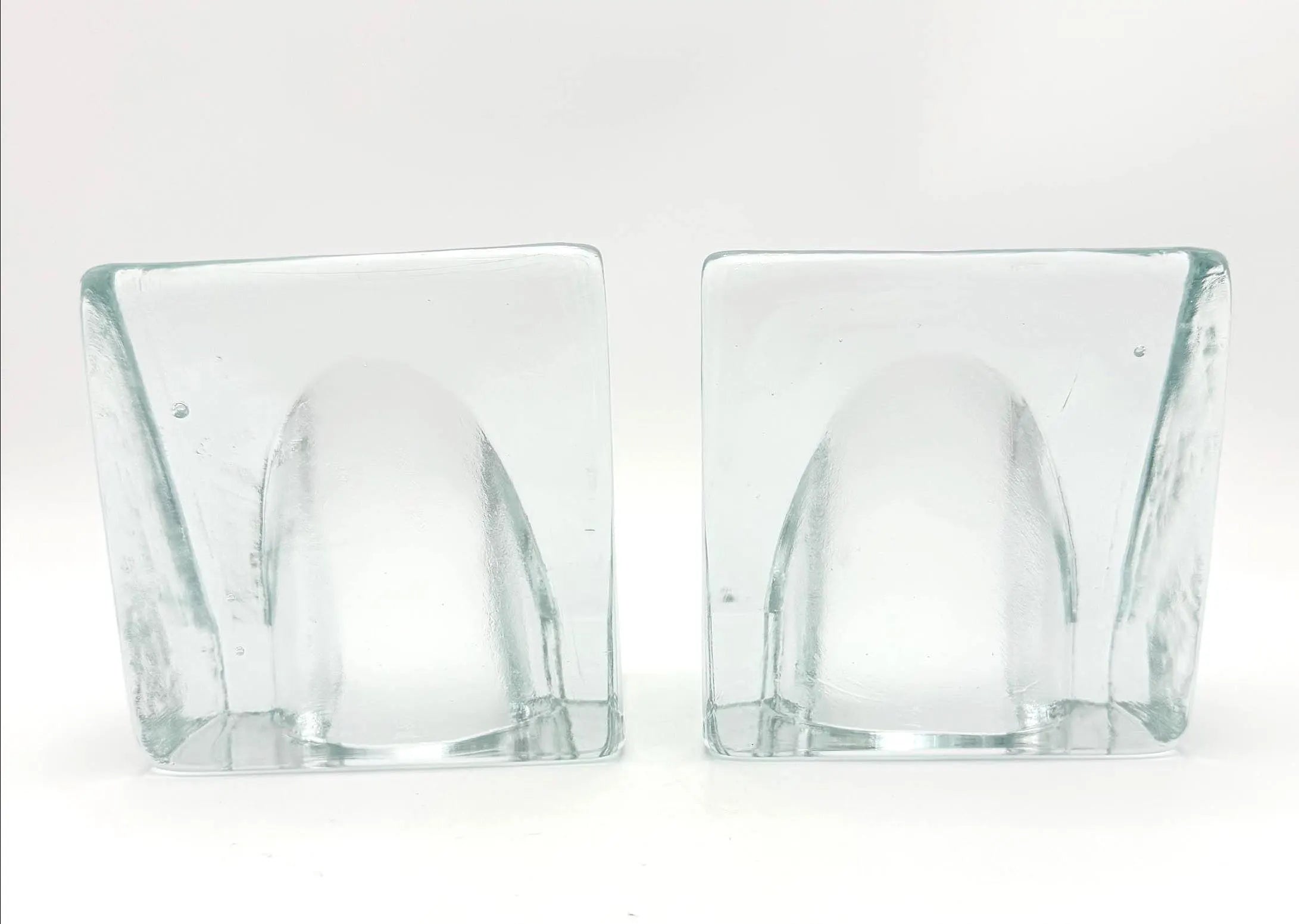 ATTRIBUTED WAYNE HUSTED FOR BLENKO SCULPTURAL CAST GLASS BOOKENDS MODEL 7333 MID CENTURY MODERN PAIR