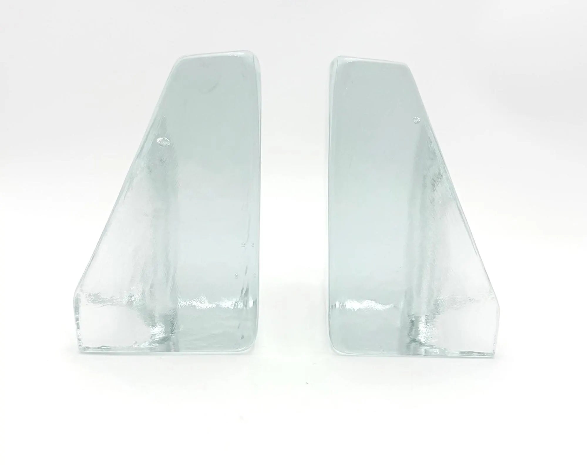 ATTRIBUTED WAYNE HUSTED FOR BLENKO SCULPTURAL CAST GLASS BOOKENDS MODEL 7333 MID CENTURY MODERN PAIR