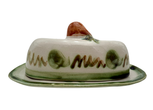 1950s VINTAGE JOHN B. TAYLOR HARVEST PATTERN CERAMIC COVERED BUTTER DISH