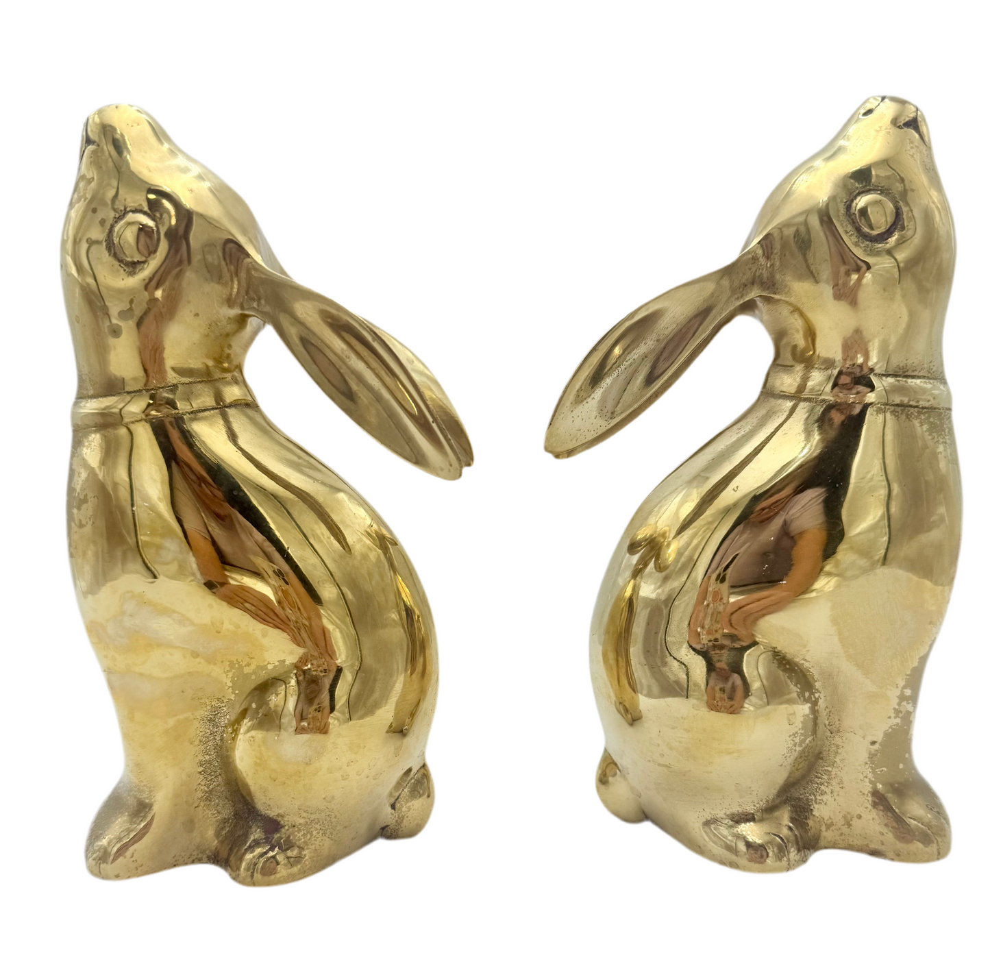 PAIR OF VINTAGE BRASS BUNNNY BOOKENDS