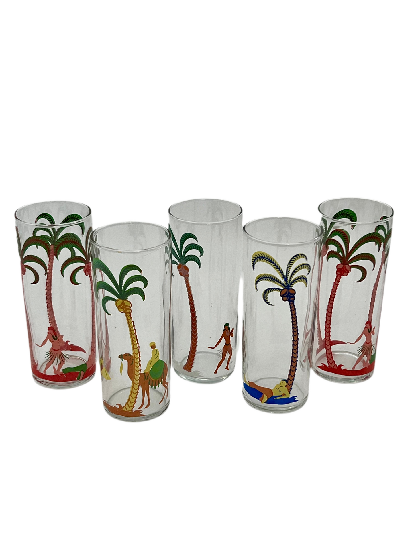 VINTAGE LIBBEY TROPICAL PARADISE HIGHBALL GLASSES – SET OF 5
