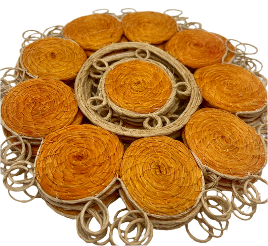 VINATGE MID CENTURY NEVER USED SALAD  PLATE ORANGE PLACEMATS SET OF 6