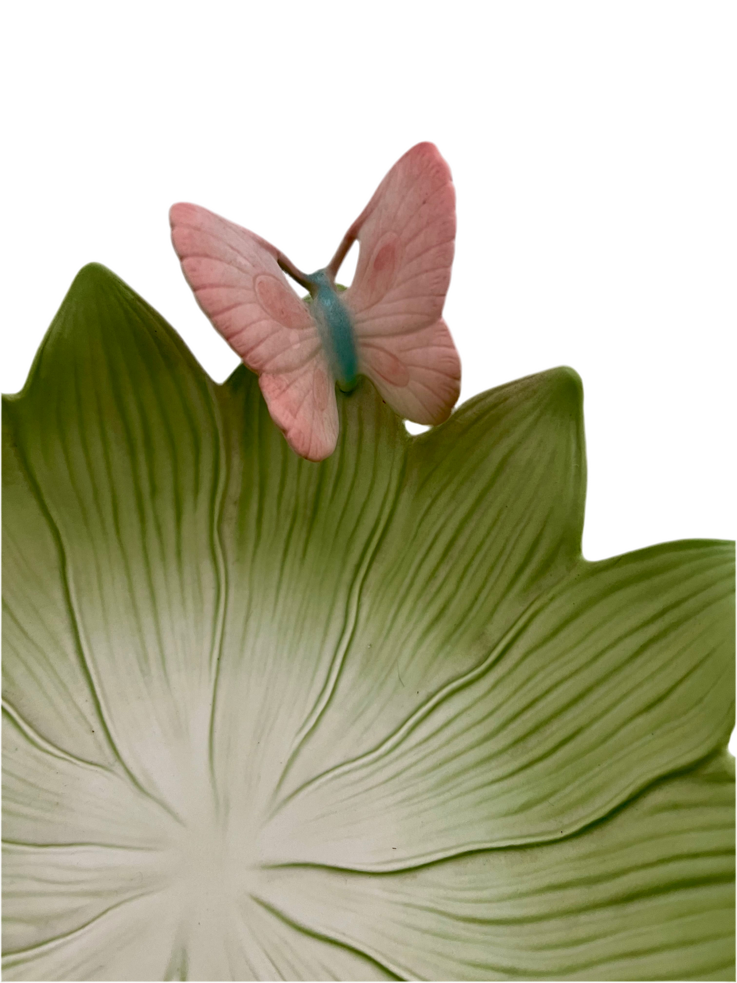 1984 FITZ AND FLOYD LOTUS BLOSSOM BOWL WITH BUTTERFLY