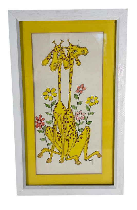 VINTAGE SUZY SPAFFORD SUZY'S ZOO FRAMED GIRAFFES
