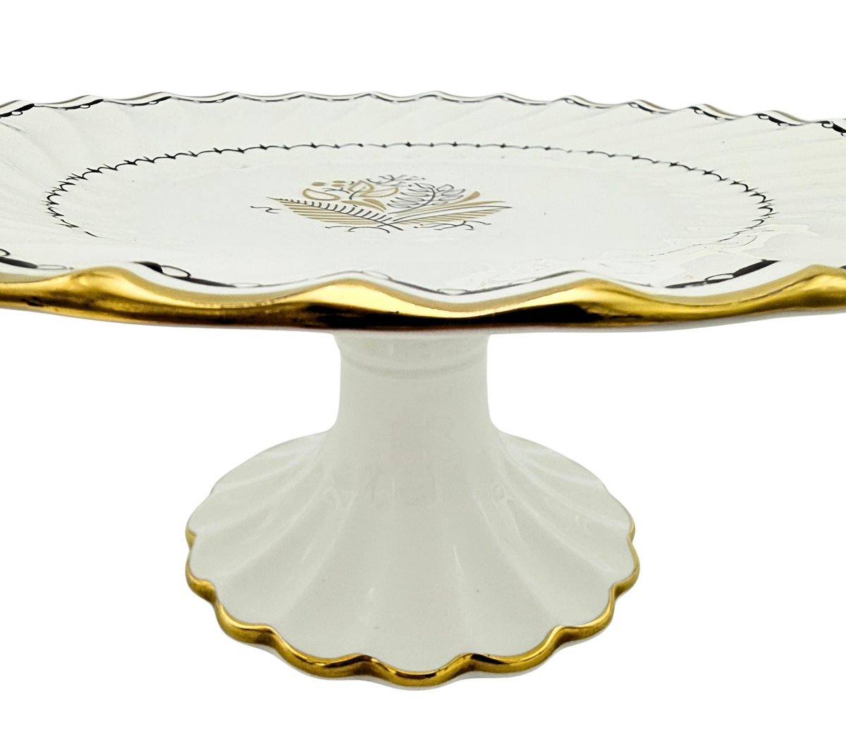 Crown Staffordshire Blackstone Fine Bone China Pedestal Cake Stand  England | Mid-20th Century