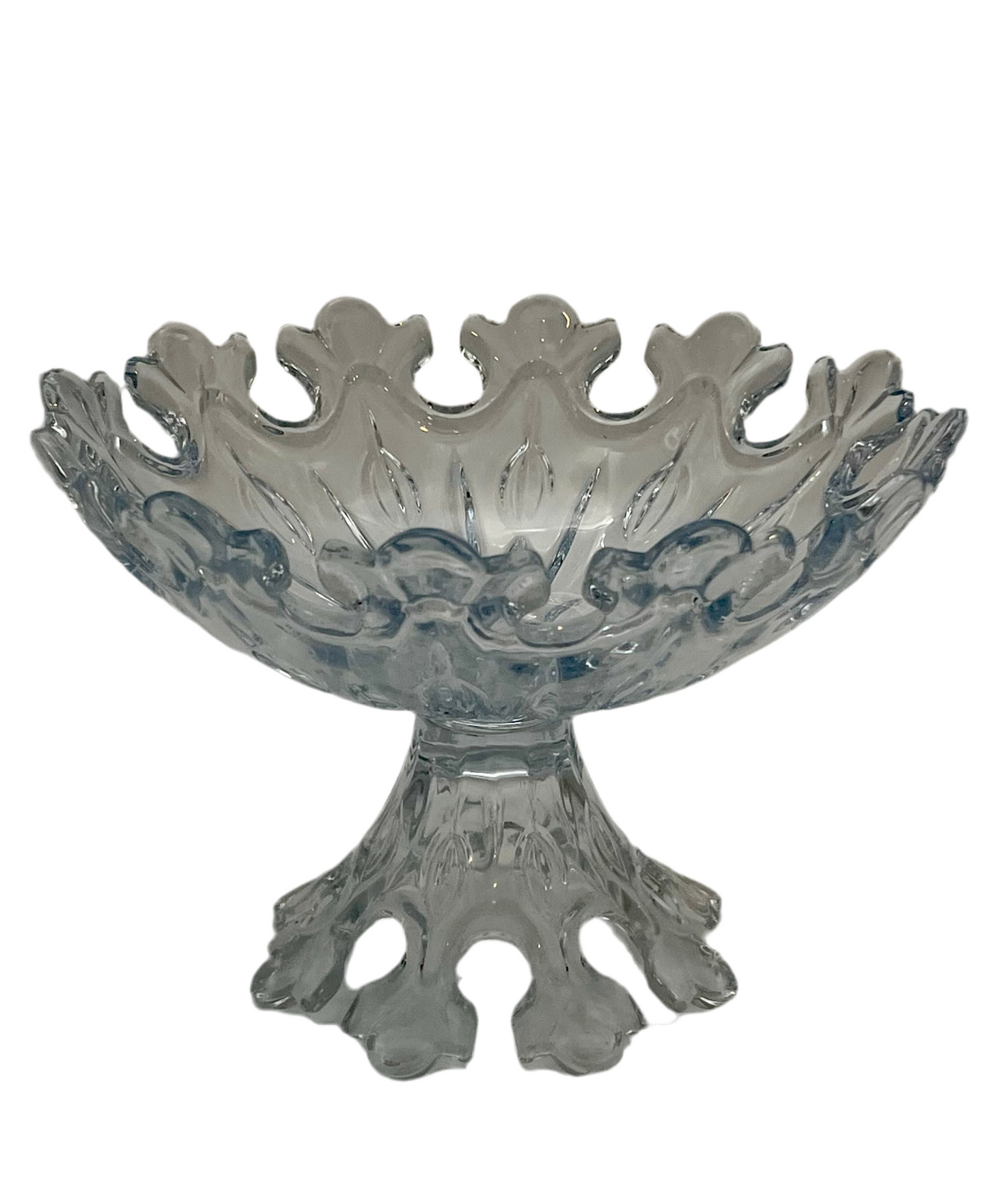 SHANNON CRYSTAL “CROWN” PEDESTAL BOWL – DESIGNS OF IRELAND BY GODINGER, 10” LEAD CRYSTAL COMPOTE