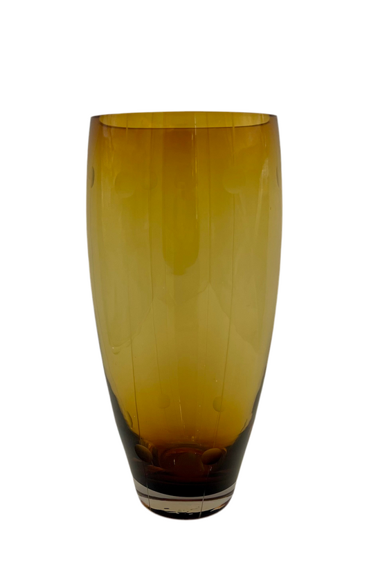 LARGE VINTAGE MOD AMBER GLASS VASE
