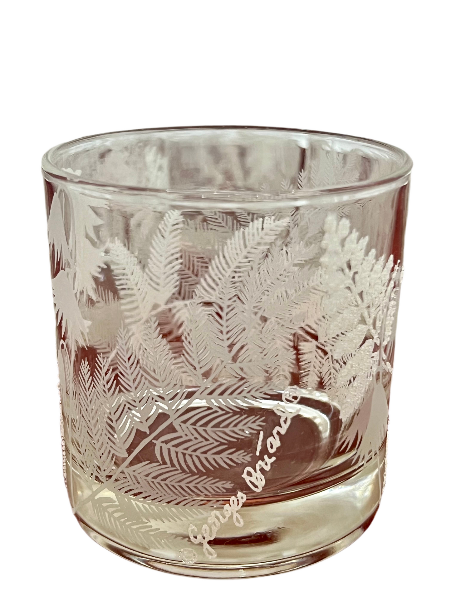 MINT CONDITION GEORGES BRIARD OLD-FASHIONED ROCKS GLASSES WITH A WINTER (HOLIDAY)LEAF DESIGN