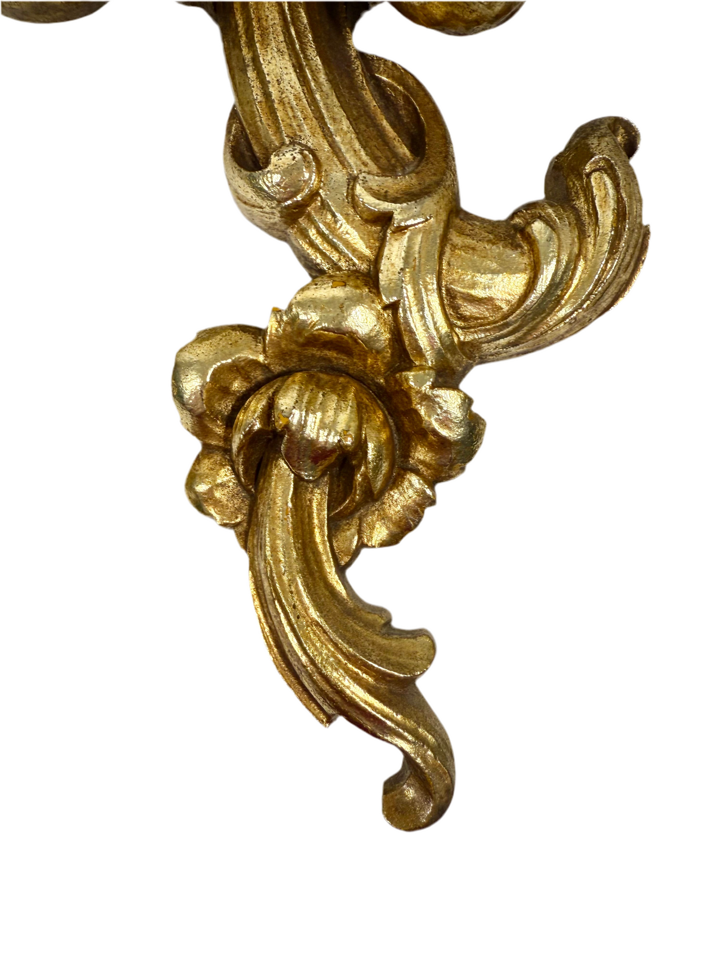 PAIR OF VINTAGE SYROCO WOOD GOLD ROCOCO CANDLE SCONCES – HOLLYWOOD REGENCY WALL DECOR