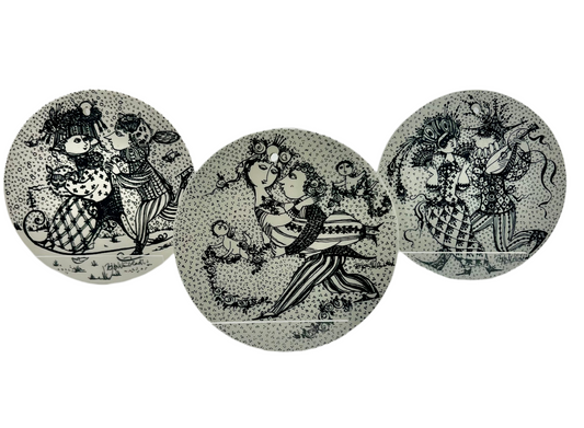 VINTAGE TRIO OF DENMARK ARTIST BJORN WIINBLAD WALL HANGING PLATES