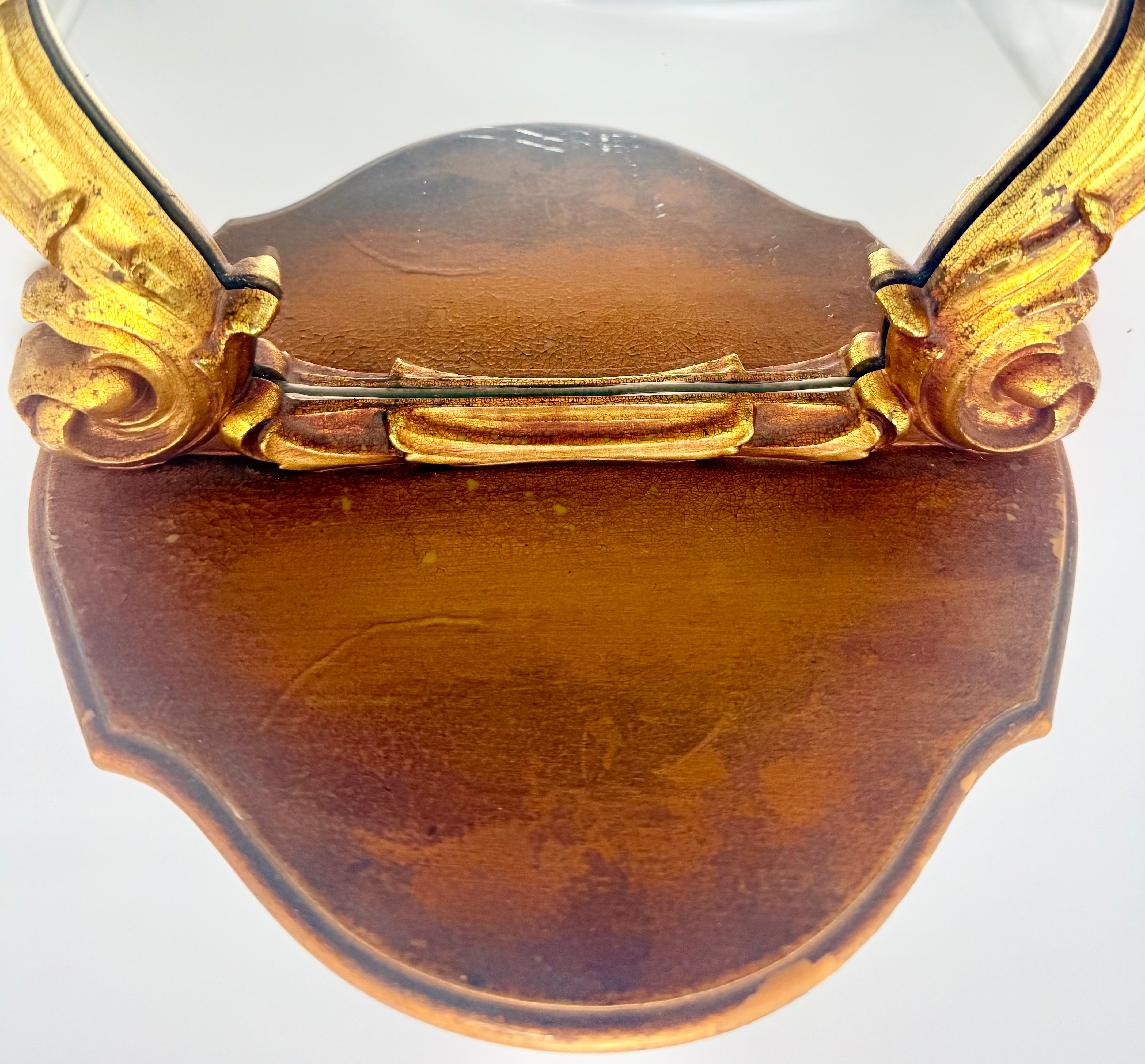 VINTAGE SYROCO BRIGHT GOLD WALL MIRROR WITH SHELF – MODEL 2327