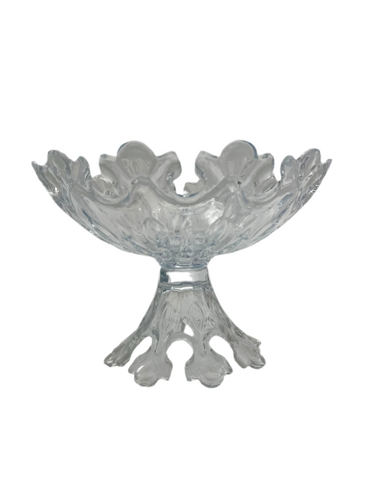 SHANNON CRYSTAL “CROWN” PEDESTAL BOWL – DESIGNS OF IRELAND BY GODINGER, 10” LEAD CRYSTAL COMPOTE