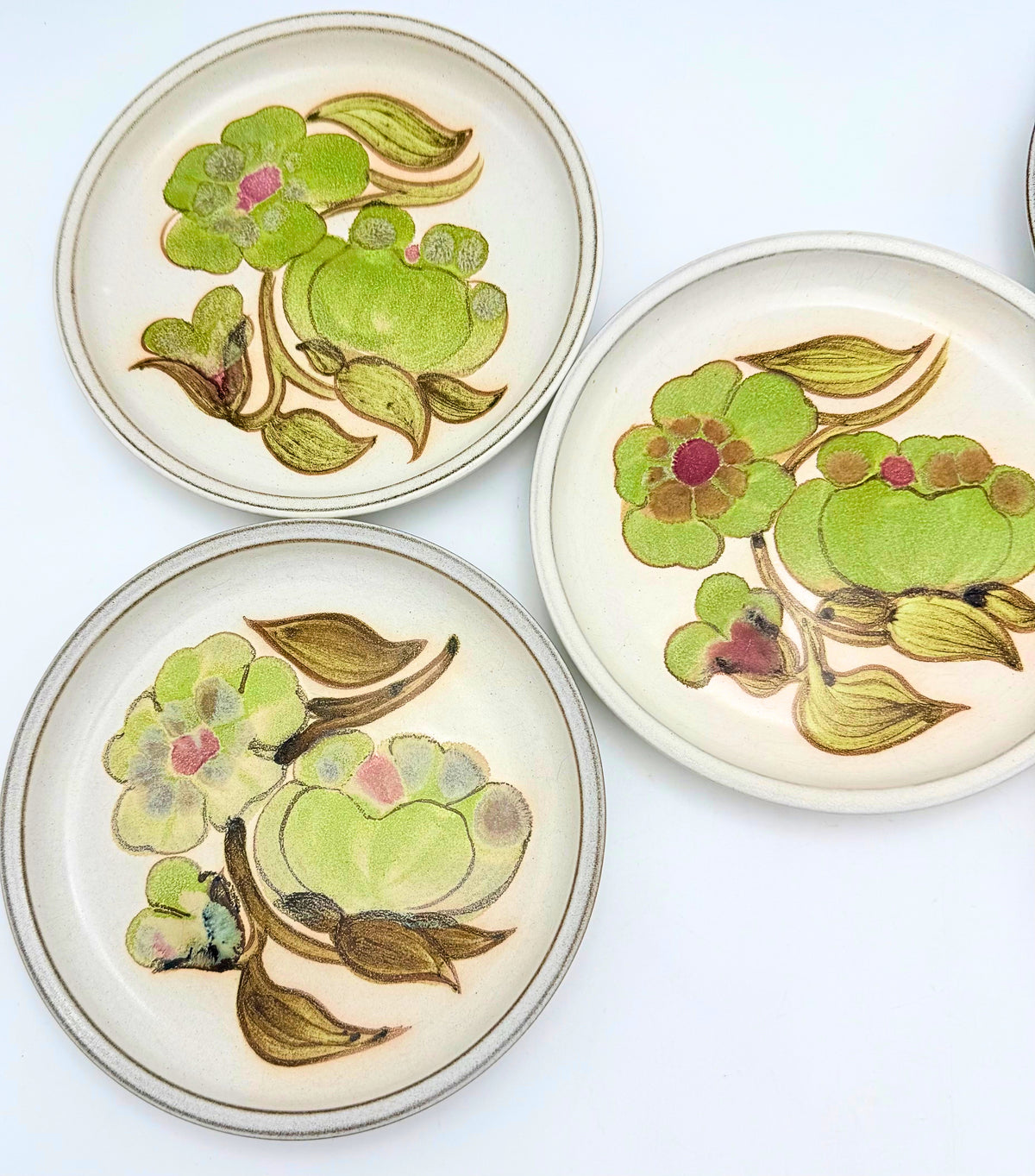 Vintage Denby Troubadour Floral Stoneware Plates Set of 5