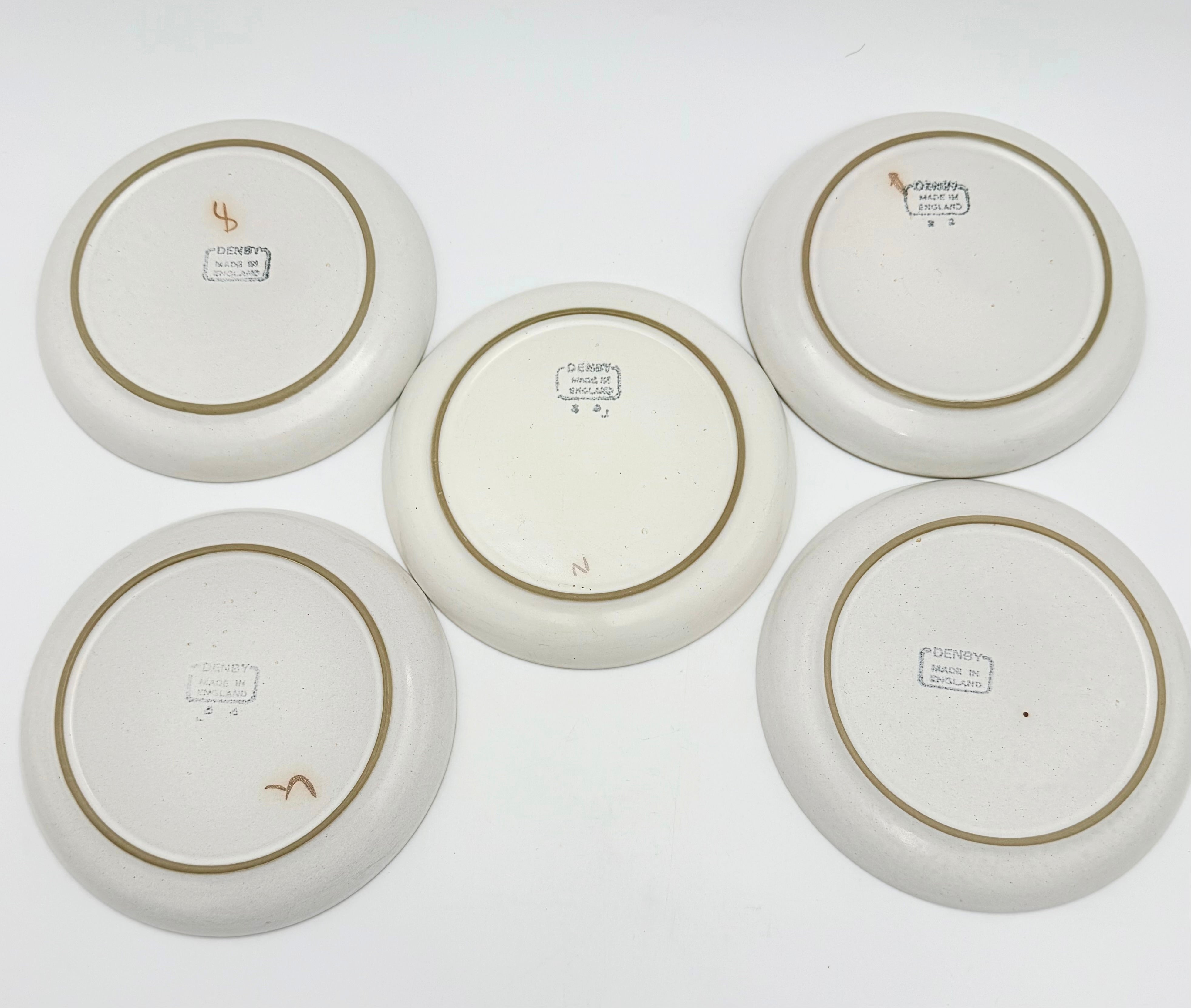 Vintage Denby Troubadour Floral Stoneware Plates Set of 5
