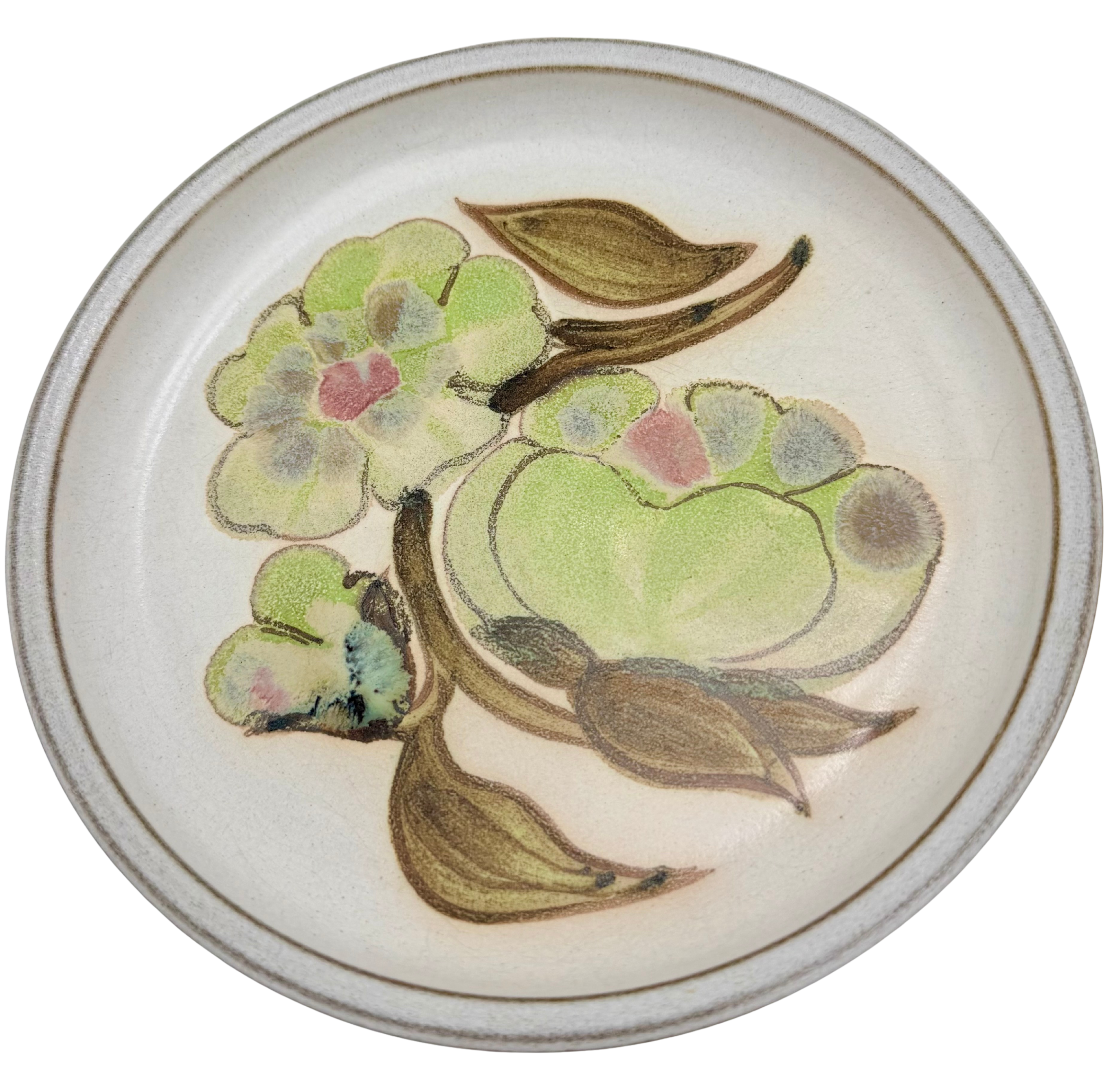Vintage Denby Troubadour Floral Stoneware Plates Set of 5