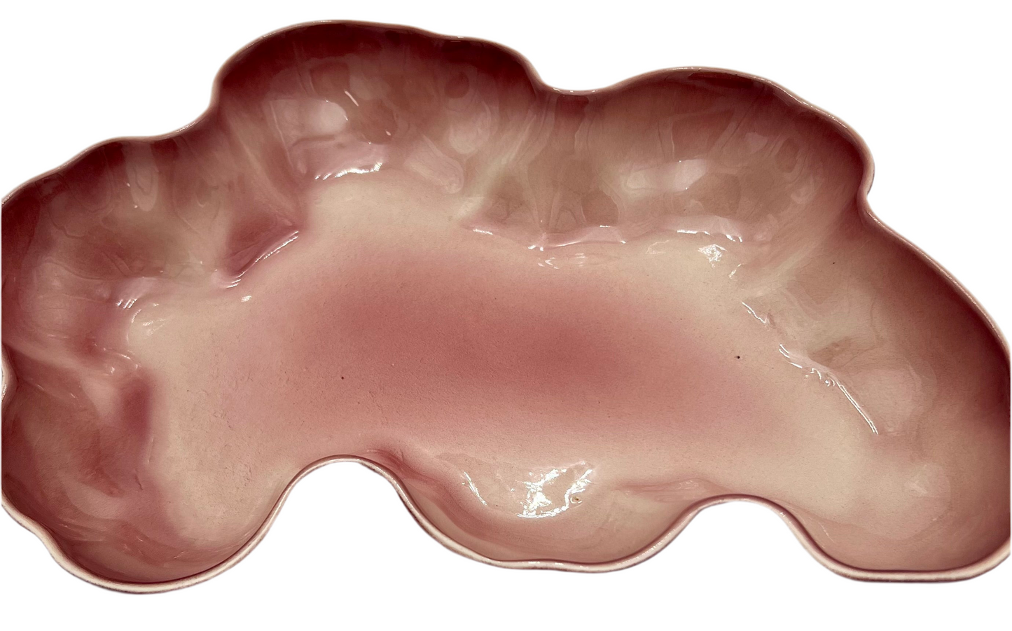 Vintage Los Angeles Potteries Pink Sculptural Dish Mid Century California Art Pottery Organic Modern Form 295