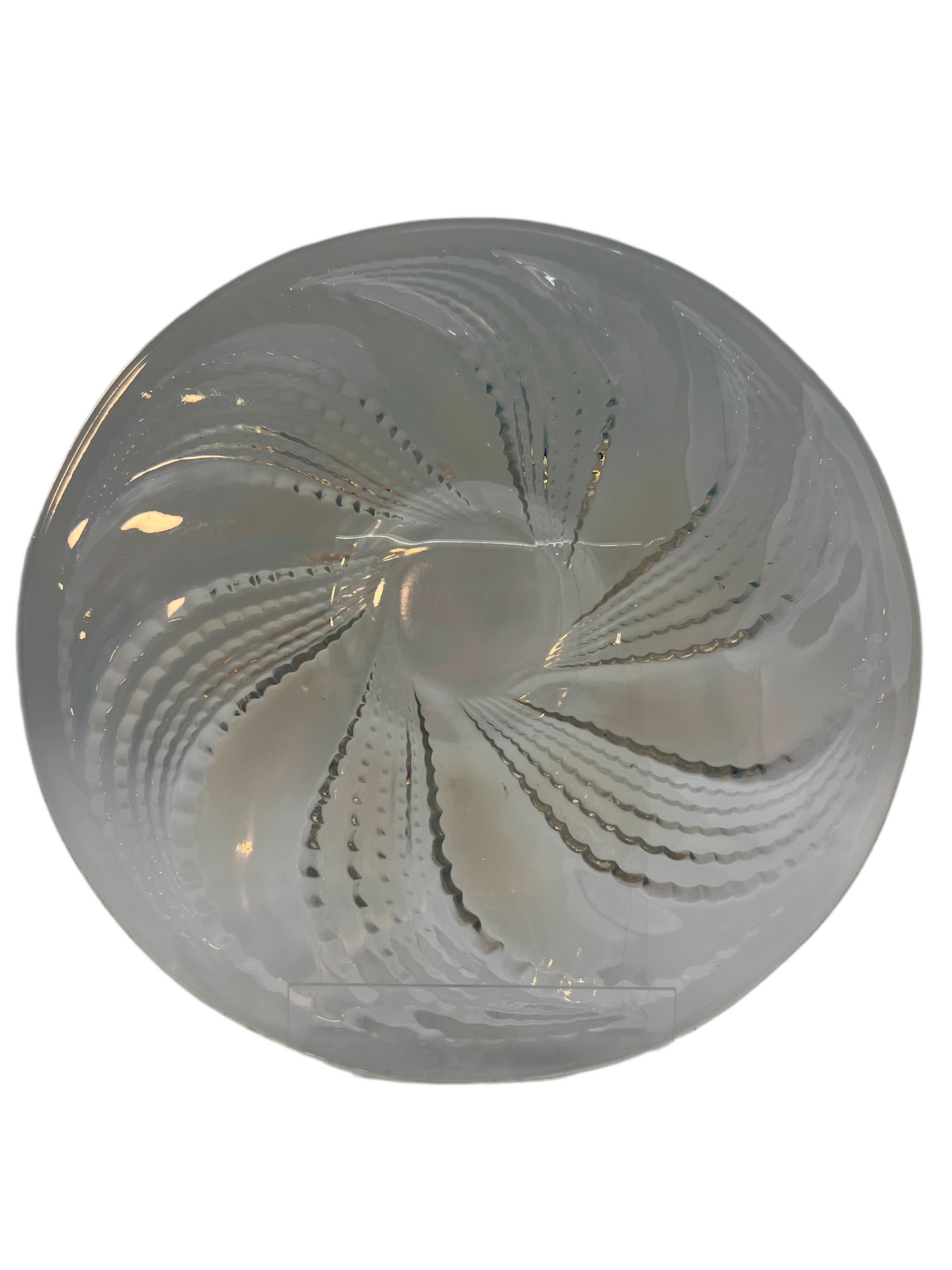 R. LALIQUE FRANCE “SPIRALES” ART DECO 10.5″ CRYSTAL BOWL – RENÉ LALIQUE DESIGN C. 1935