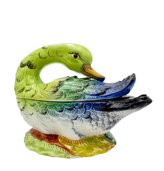 VINTAGE NEIMAN MARCUS ITALIAN HAND PAINTED CERAMIC DUCK