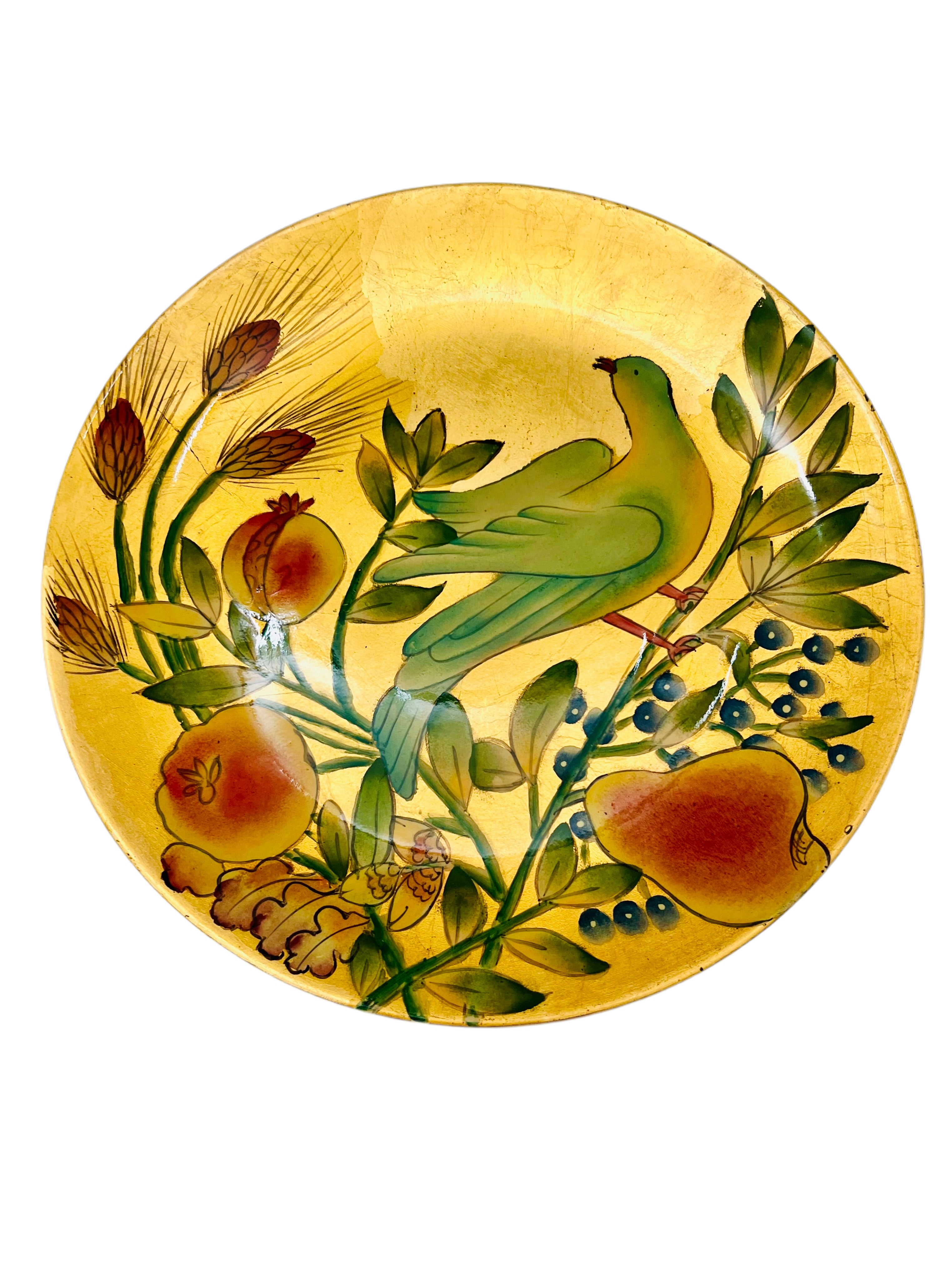 TOSCANA ITALY HAND-PAINTED BIRD AND BOTANICAL DECORATIVE PLATE — IMPORTED BY SCULLY & SCULLY