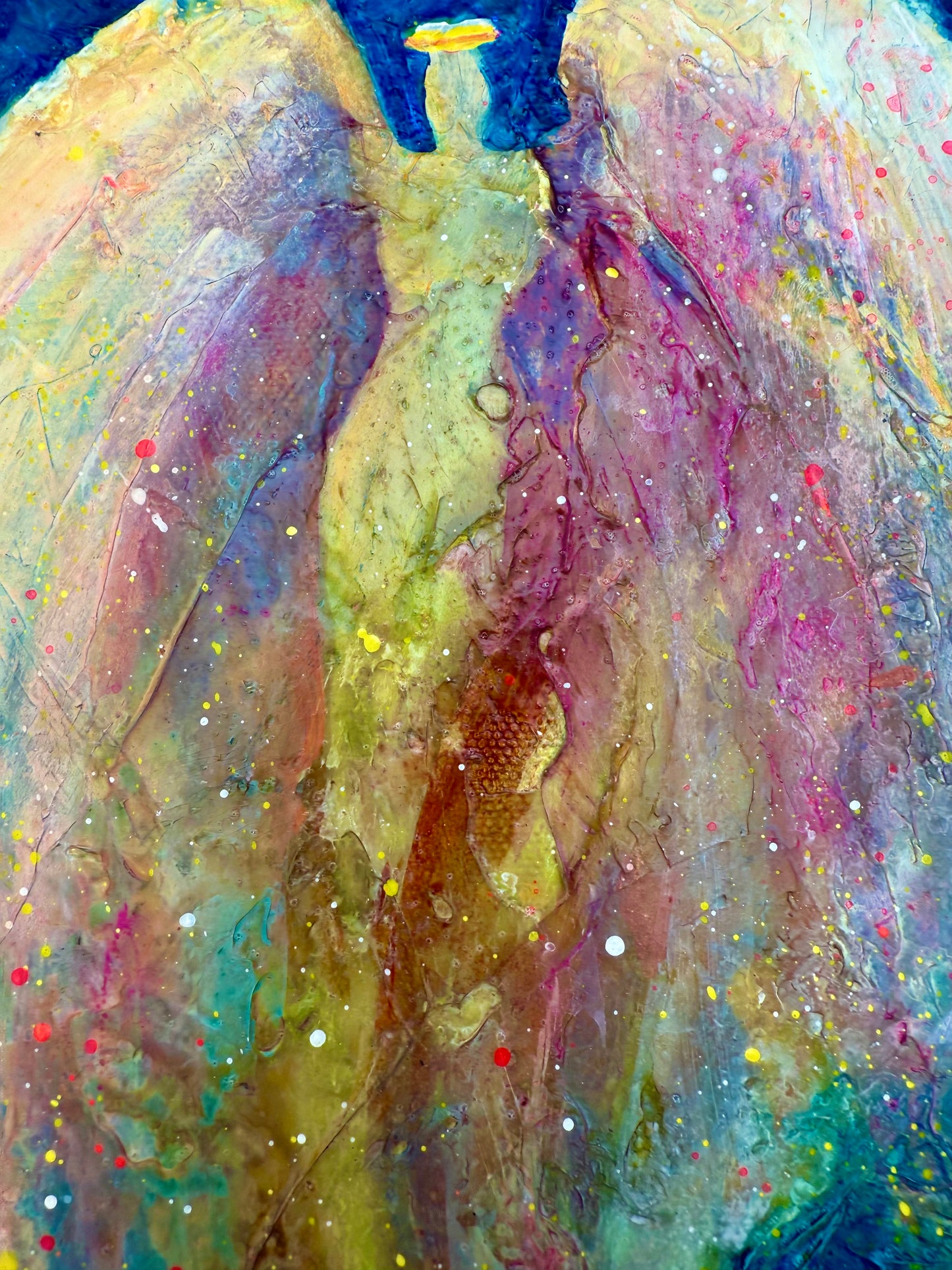 ORIGINAL ANGEL WING PAINTING | SIGNED SPIRITUAL ABSTRACT ART | ANGELS AND SAINTS SERIES | 8 X 8 ORIGINAL CANVAS