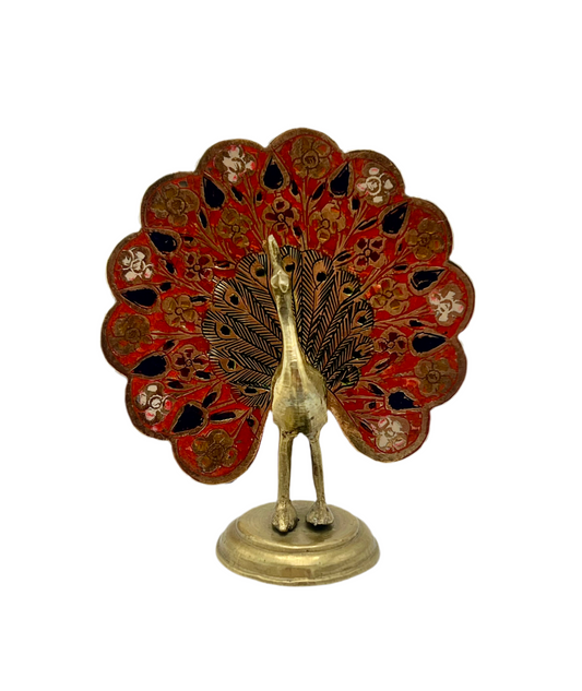 VINTAGE BRASS PEACOCK FIGURINE