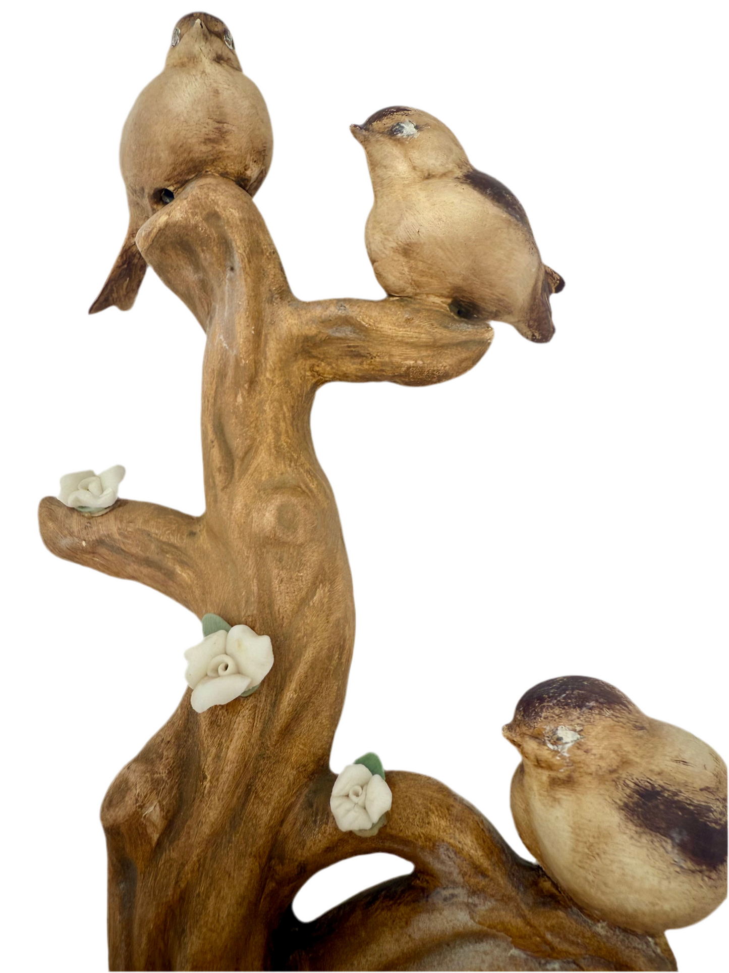 VINTAGE ARNER’S CERAMIC WALL SCULPTURE – THREE BIRDS ON TREE WITH FLOWERS – HOLLYWOOD REGENCY COTTAGECORE WALL ART
