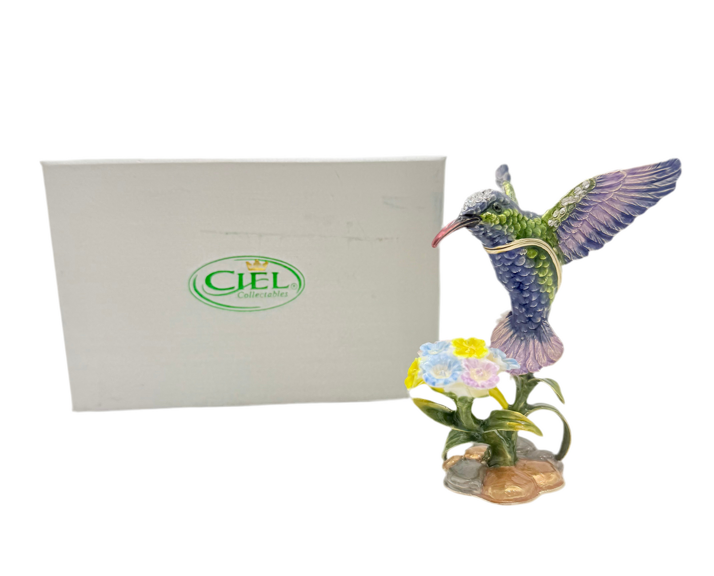 CIEL COLLECTABLES SWAROVSKI CRYSTALS HUMMINGBIRD JEWELRY/TRINKET BOX