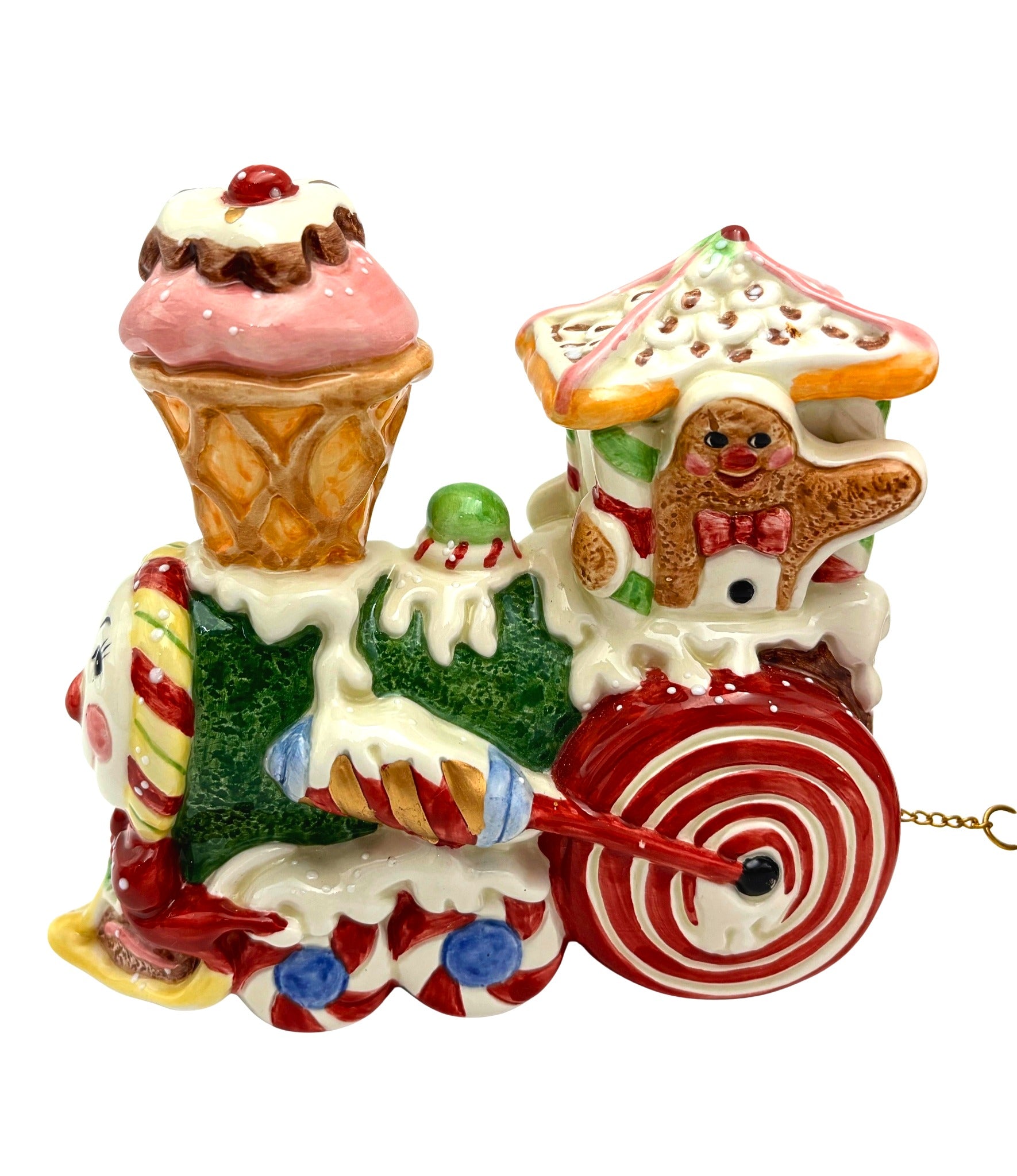 FITZ AND FLOYD CANDY LANE EXPRESS CERAMIC CHRISTMAS TRAIN SET