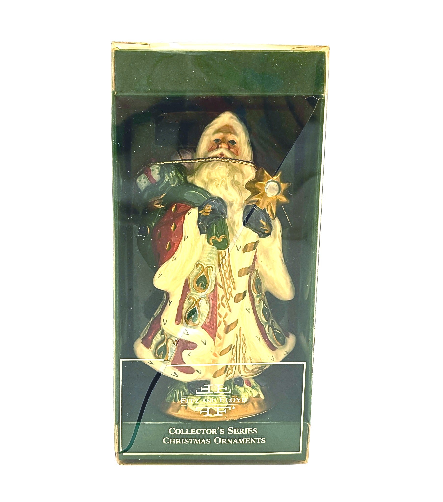 FITZ AND FLOYD FLORENTINE CHRISTMAS SANTA ORNAMENT 1998 WITH ORIGINAL BOX
