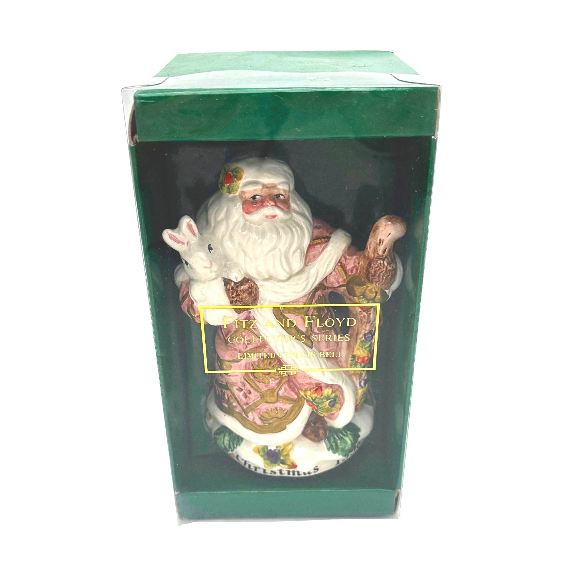 VINTAGE FITZ AND FLOYD 1996 LIMITED EDITION SANTA CHRISTMAS BELL WITH ORIGINAL BOX