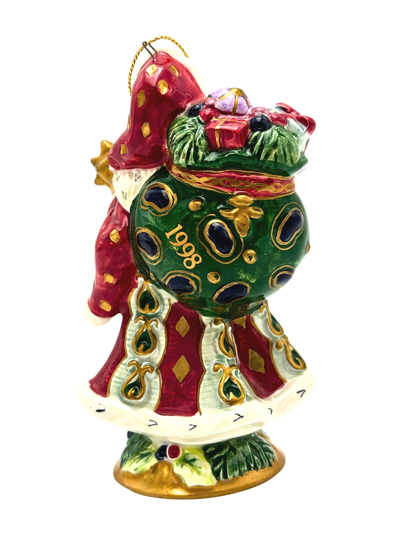 FITZ AND FLOYD FLORENTINE CHRISTMAS SANTA ORNAMENT 1998 WITH ORIGINAL BOX